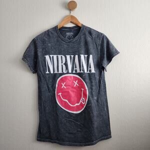 NIRVANA 1993 Live Smiley Tee Acid Wash Grunge Concert T-Shirt Unisex S
